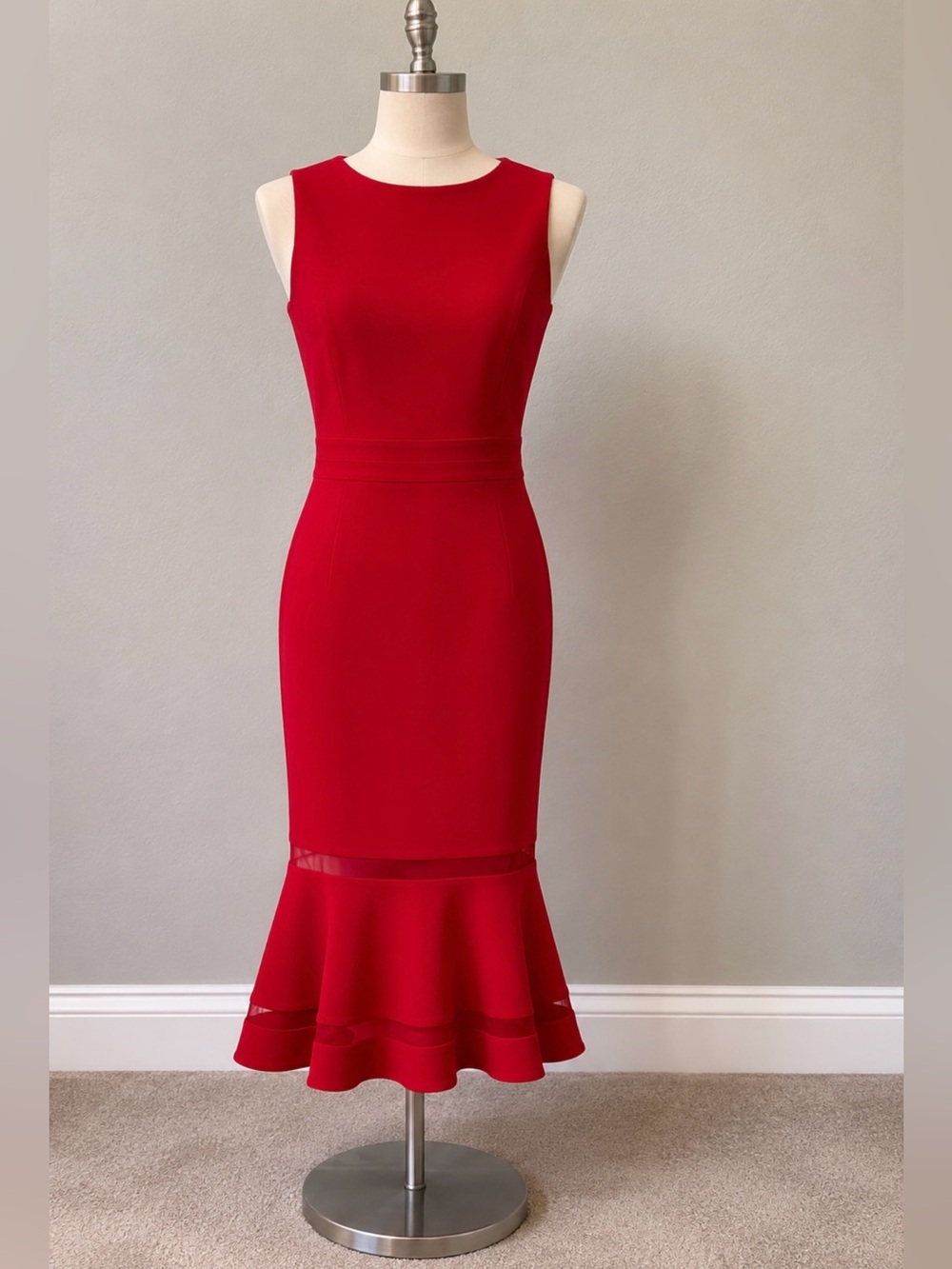 Calvin Klein Vibrant Red Midi Dress